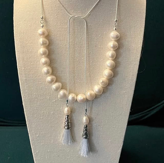 Madame Secretary Pearl and Tassel Necklace